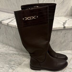 Jones New York Boots with Croc-Embossed Cuff and Buckle